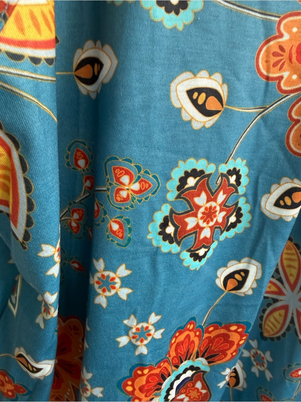 Blue Floral Printed Top - Women's Sleeveless Summer Top - Picture 5 of 6